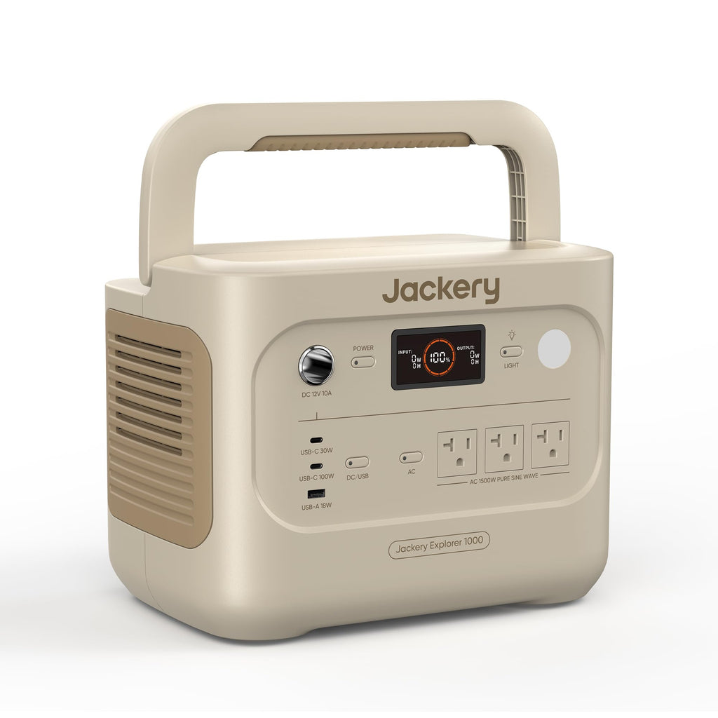 Jackery Explorer 1000 v2 Portable Power Station,1070Wh,1500W (Dune White)