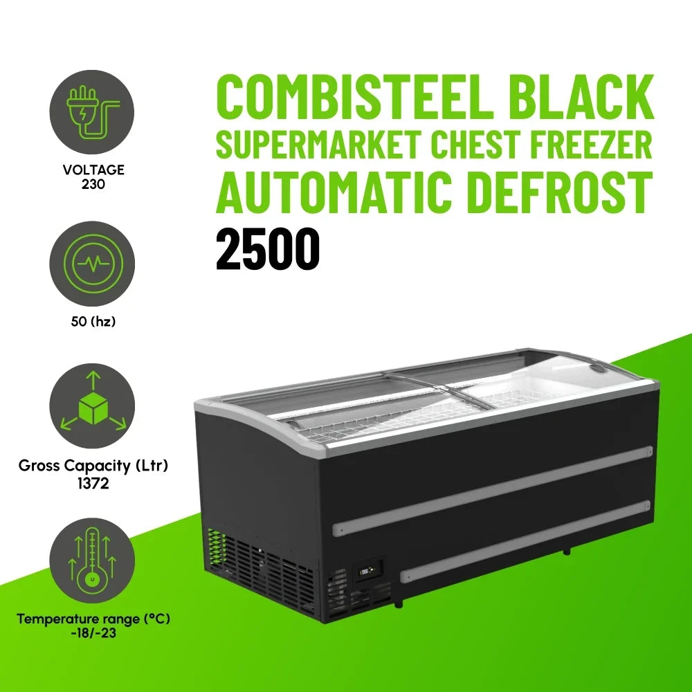 Combisteel Black Supermarket Chest Freezer 2500 Automatic Defrost