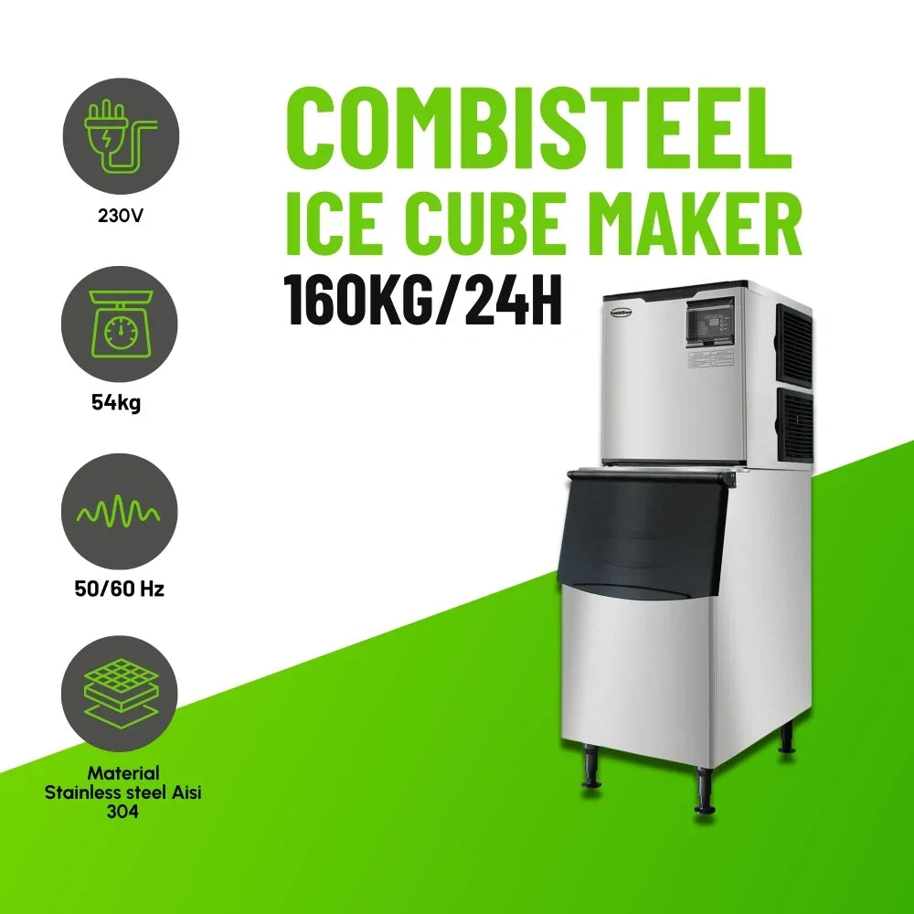 Stainless Steel Ice Cube Maker 160kg/24h