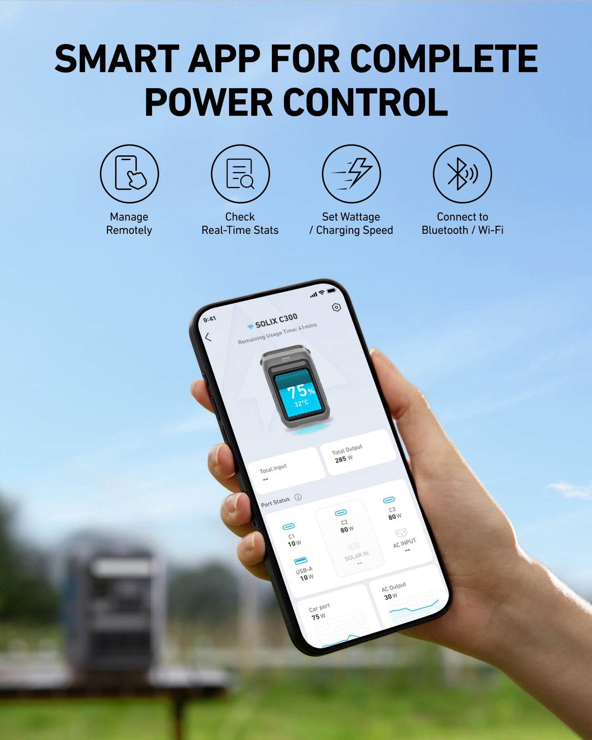 Anker SOLIX C300 Portable Power Station, 288Wh Solar Generator for Camping