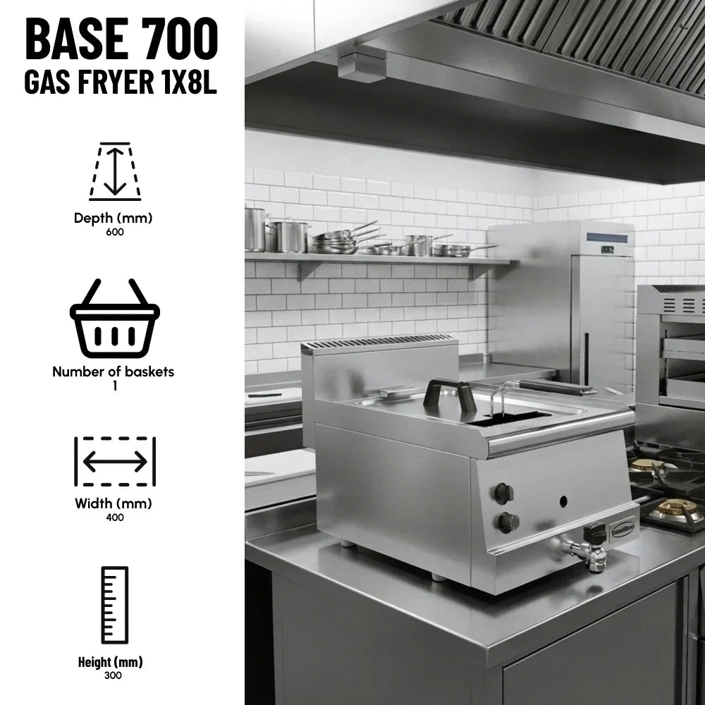 BASE 600 Countertop Gas Fryer 8L Single Tank