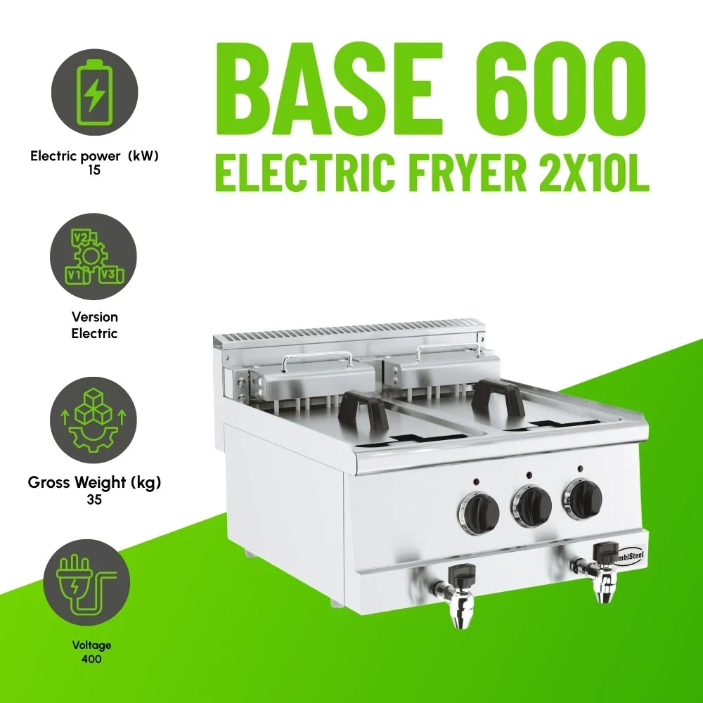 BASE 600 Twin Electric Fryer 2x10L 15kW