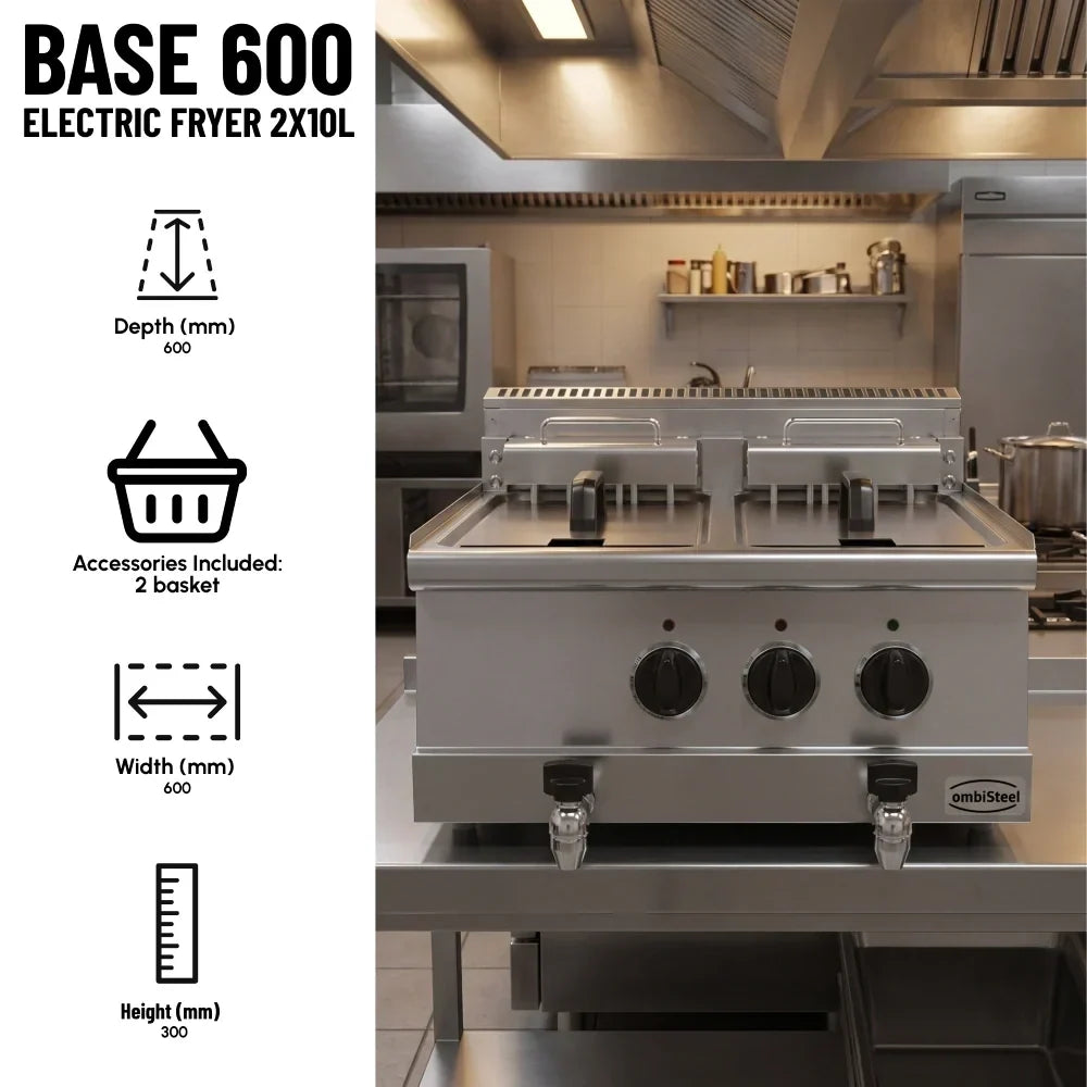 BASE 600 Twin Electric Fryer 2x10L 15kW