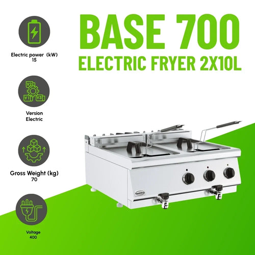 BASE 700 Twin Electric Fryer 2x10L, 15kW