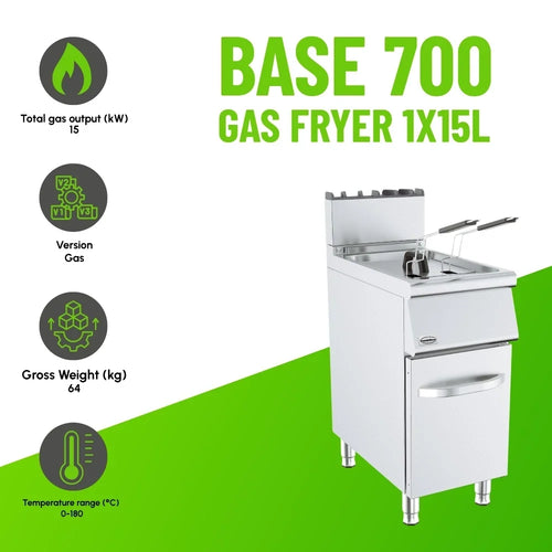 BASE 700 Gas Fryer 15L, Fast Recovery