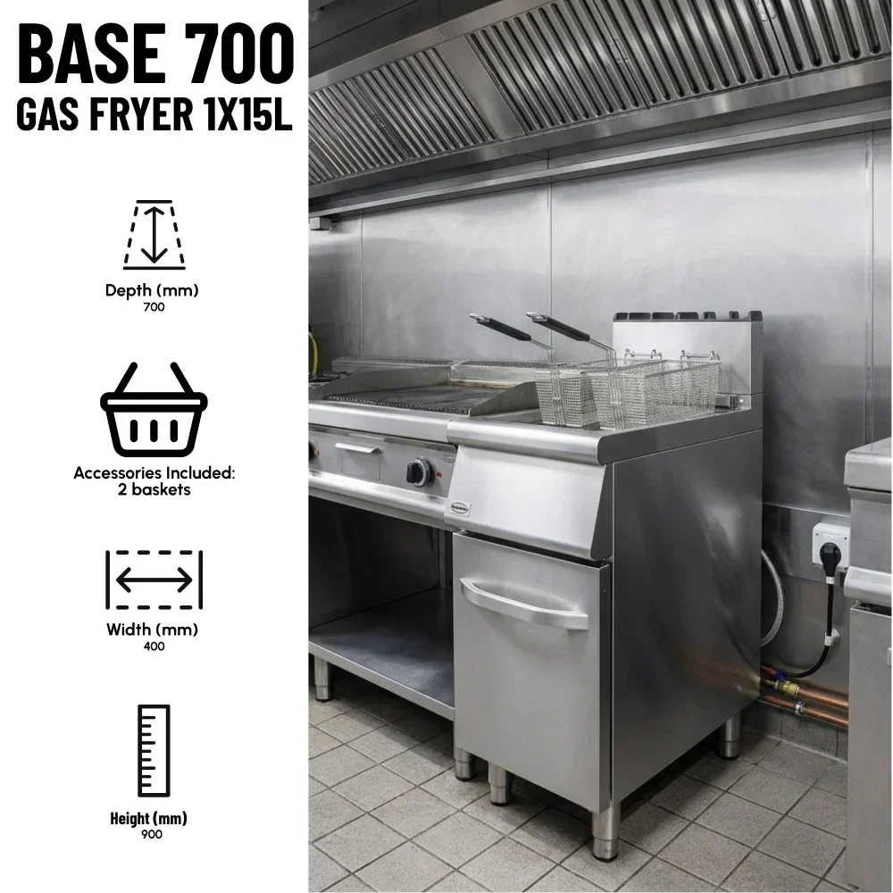 BASE 700 Gas Fryer 15L, Fast Recovery