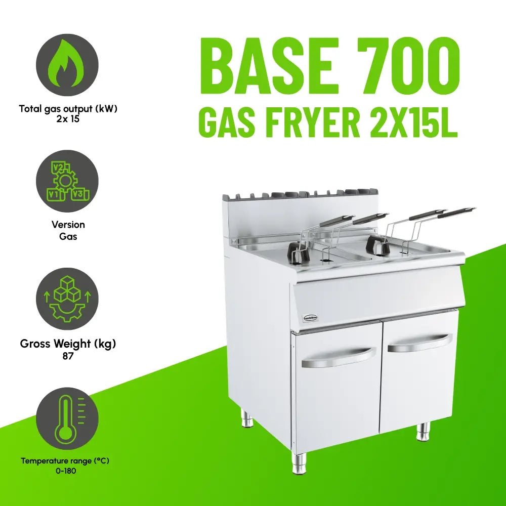 BASE 700 Gas Fryer 2x15L Twin Tank