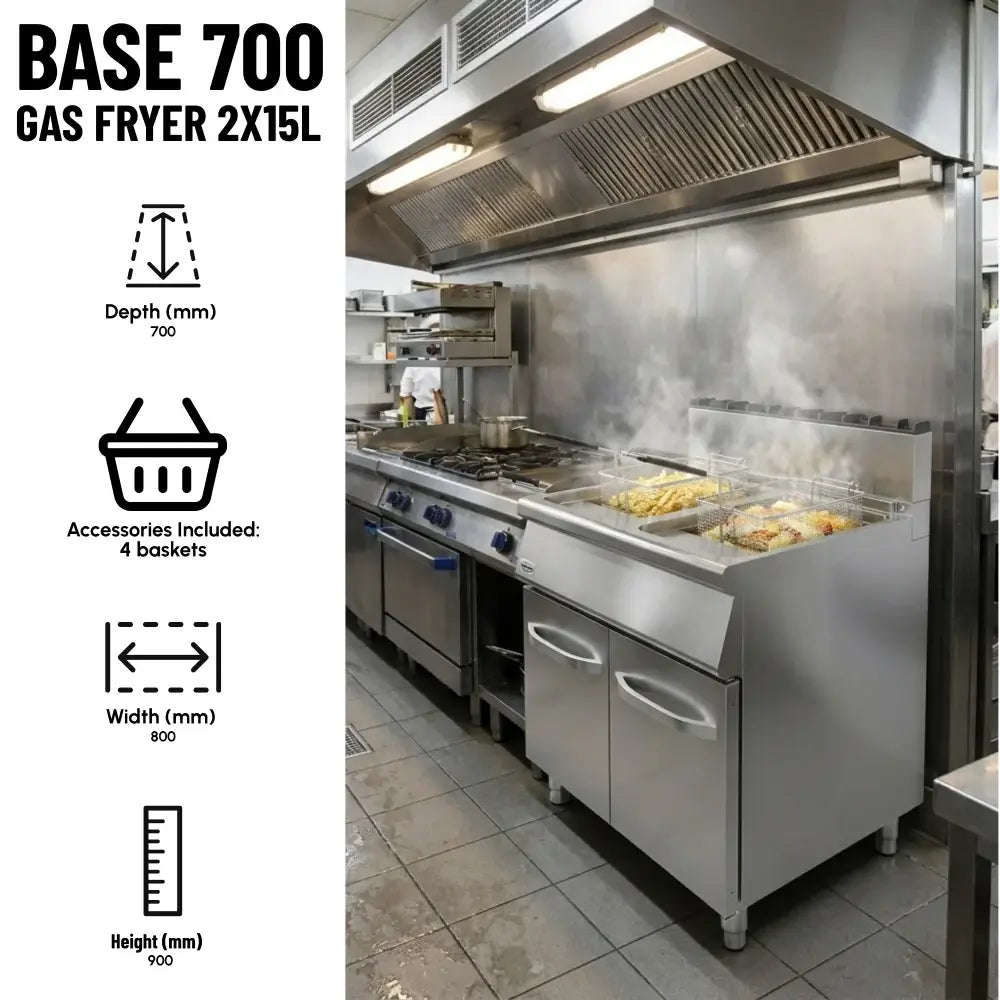 BASE 700 Gas Fryer 2x15L Twin Tank
