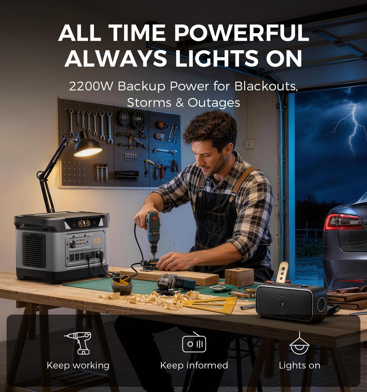 UDPOWER S1000 Pro Portable Power Station, Solar Generator for Home Backup RV Camping, Fast Solar Charging Support