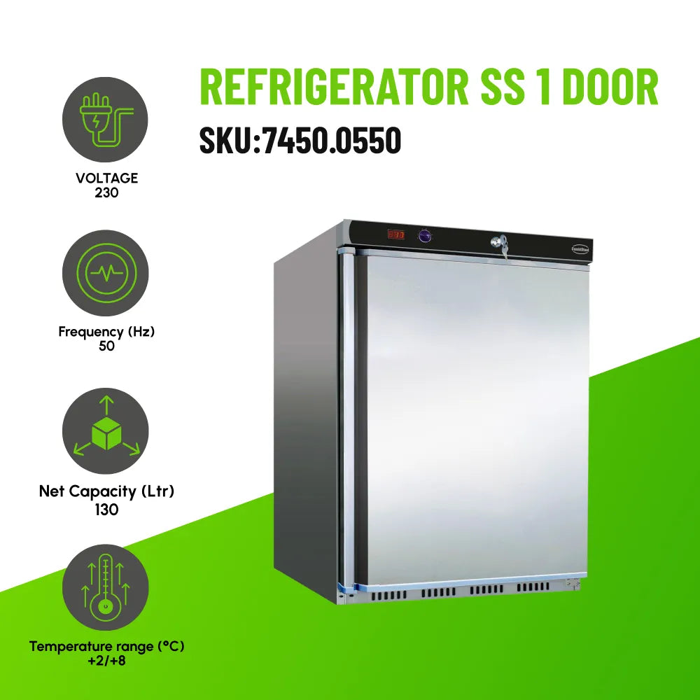 Refrigerator SS 1 Door 130L Stainless Kitchen Unit