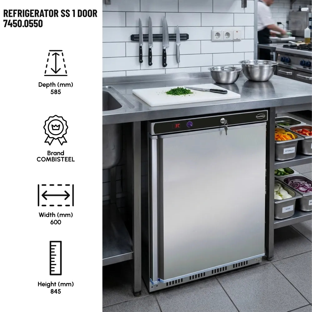 Refrigerator SS 1 Door 130L Stainless Kitchen Unit