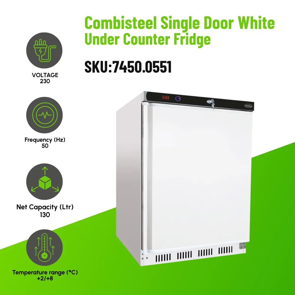 Refrigerator White 1 Door 130L Solid Door Cabinet