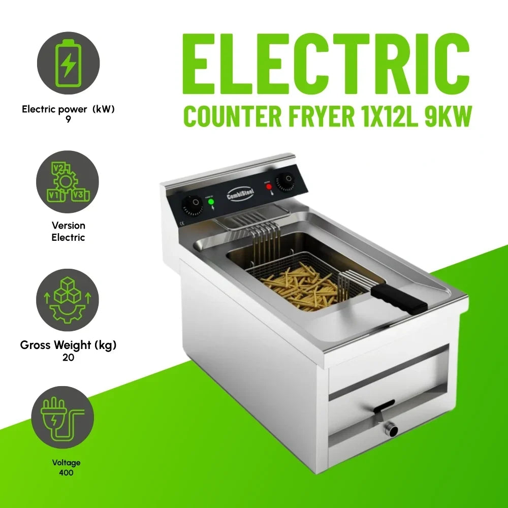 Electric Counter Fryer 12L 9kW Single Tank