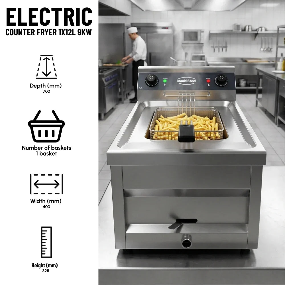 Electric Counter Fryer 12L 9kW Single Tank