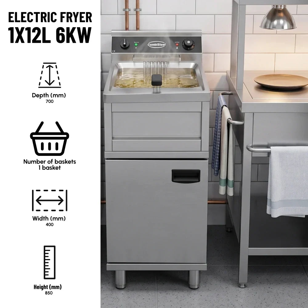 Electric Fryer 12L 6kW Stainless-Steel