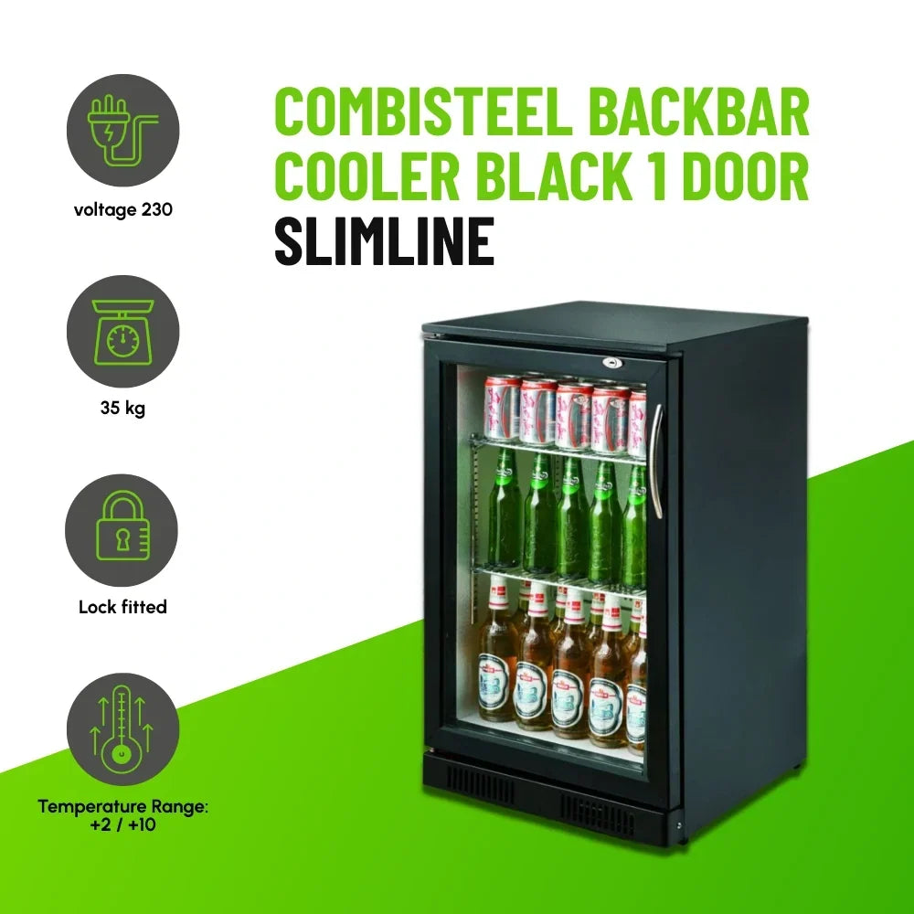 Black 1 Hinged Door Back Bar Cooler 500mm Wide