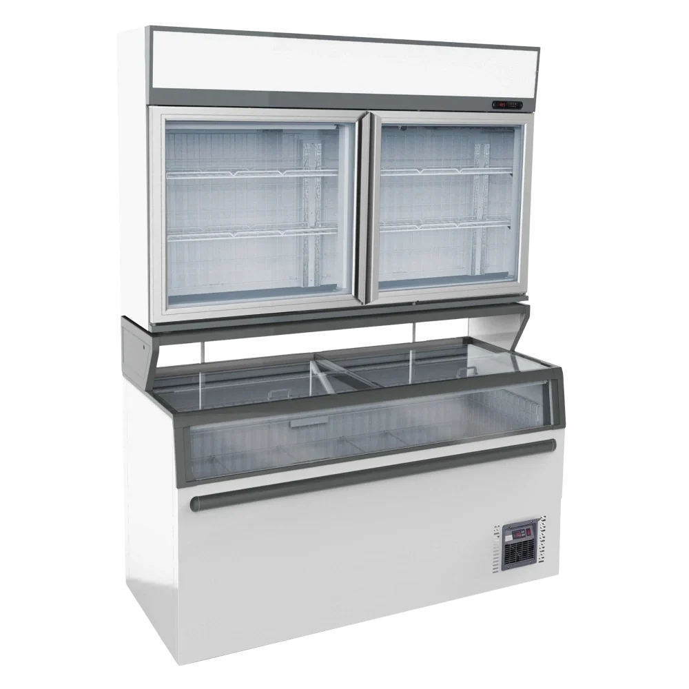 White 2-Door Wall-Mounted Display Freezer