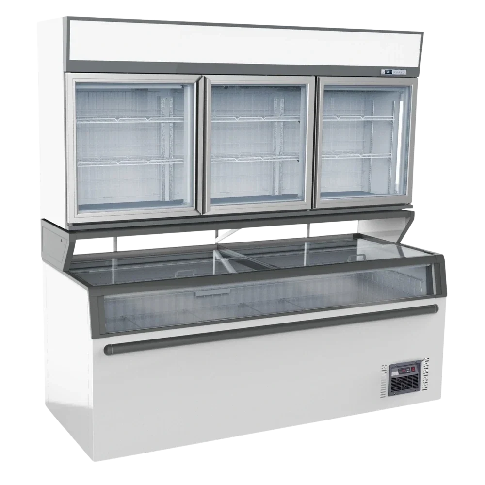 White 3-Door Wall-Mounted Display Freezer