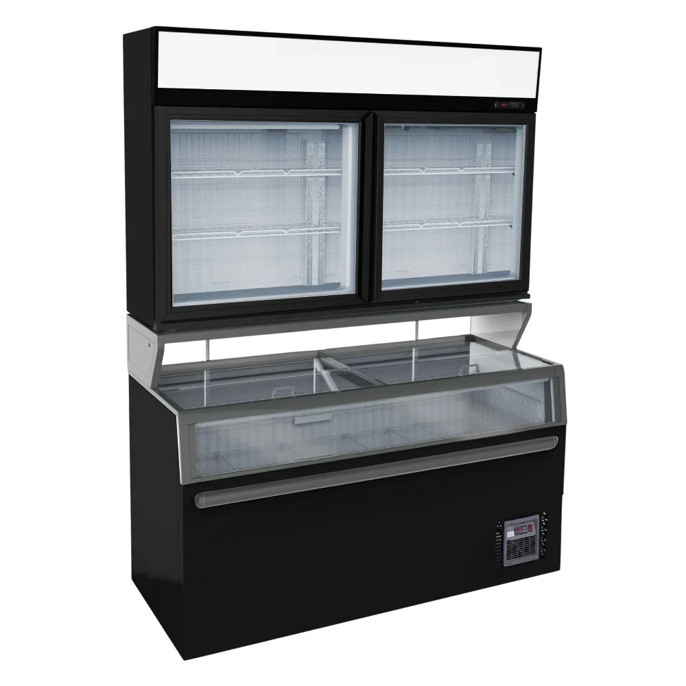 Black 2-Door Wall-Mounted Display Freezer