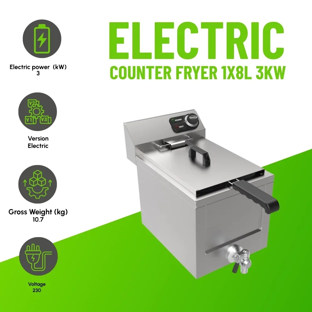 Electric Counter Fryer 1x8L 3kW
