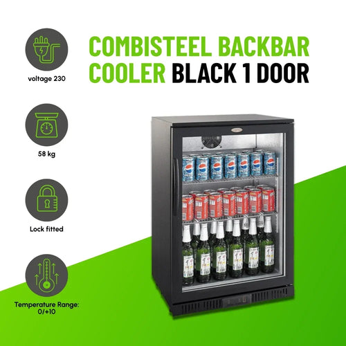 Black 1 Door Back Bar Cooler 600 x 900mm