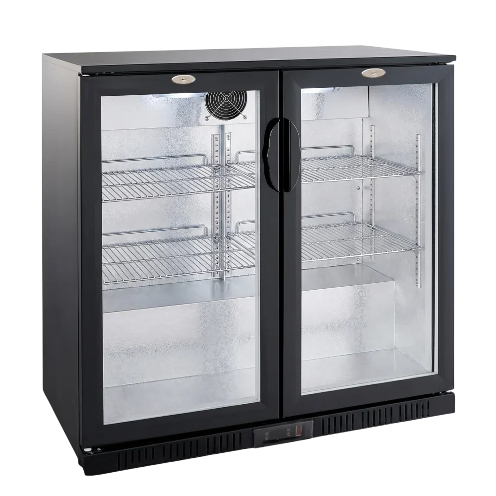 Black 2 Hinged Door Back Bar Cooler 850mm
