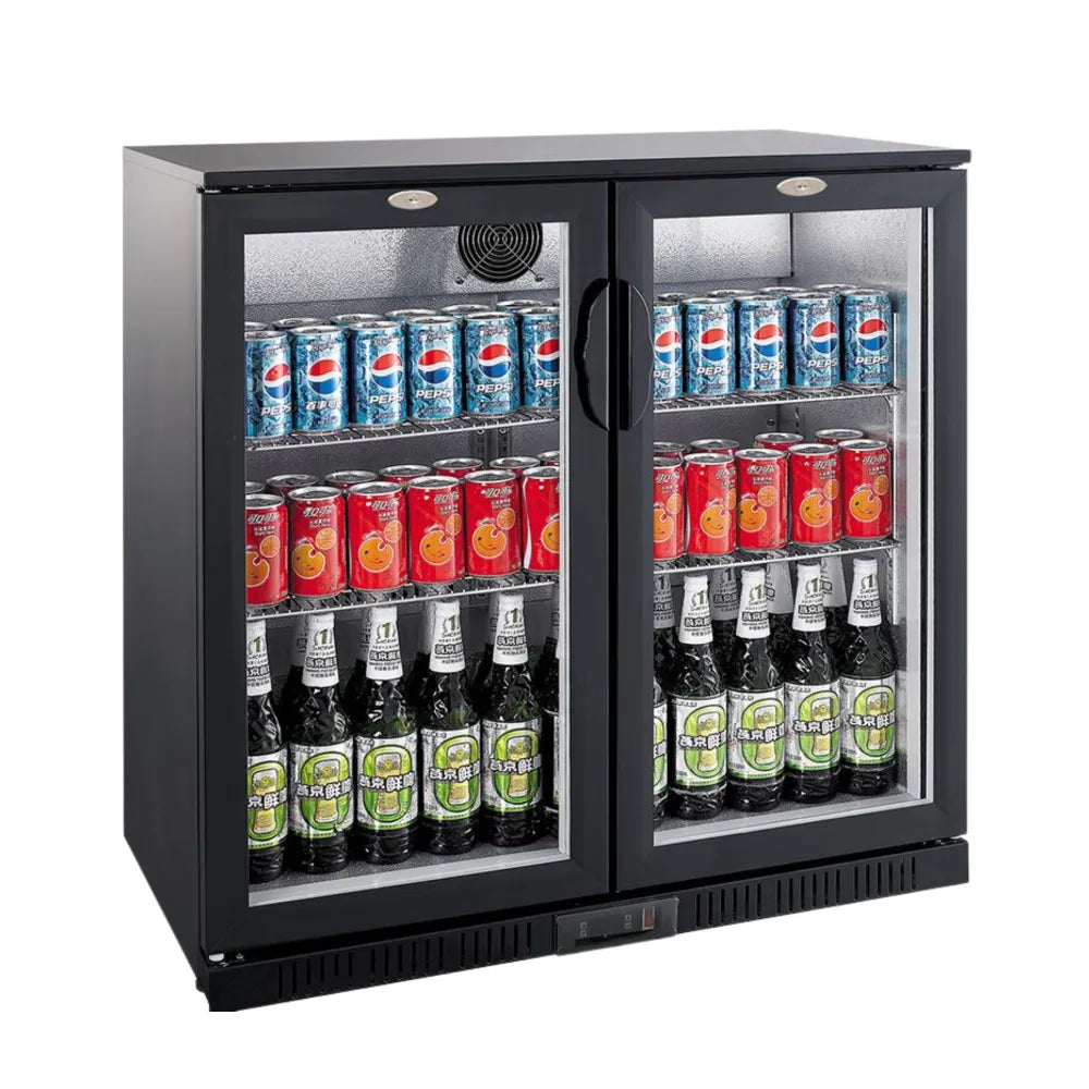 Black 2 Hinged Door Back Bar Cooler 850mm