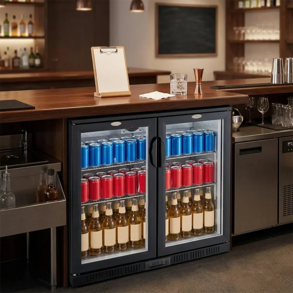 Black 2 Hinged Door Back Bar Cooler 850mm