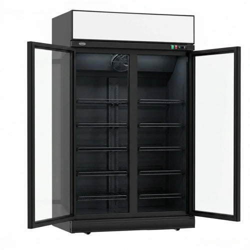 Black 2-Door Display Freezer INS-1000F Bl