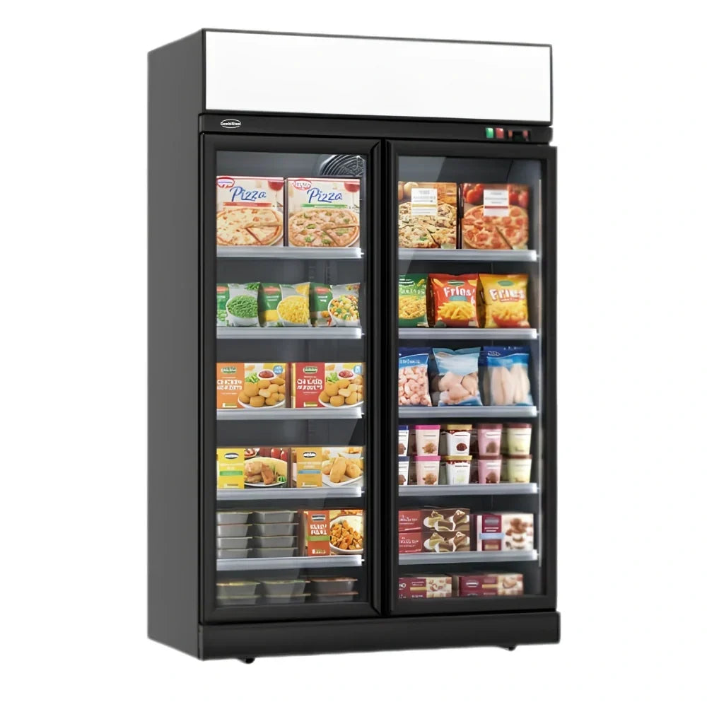 Black 2-Door Display Freezer INS-1000F Bl