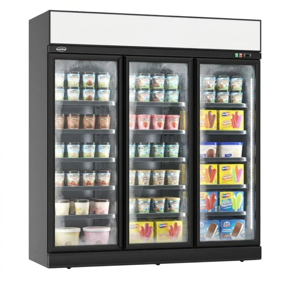 Black 3-Door Display Freezer INS-1530F Bl