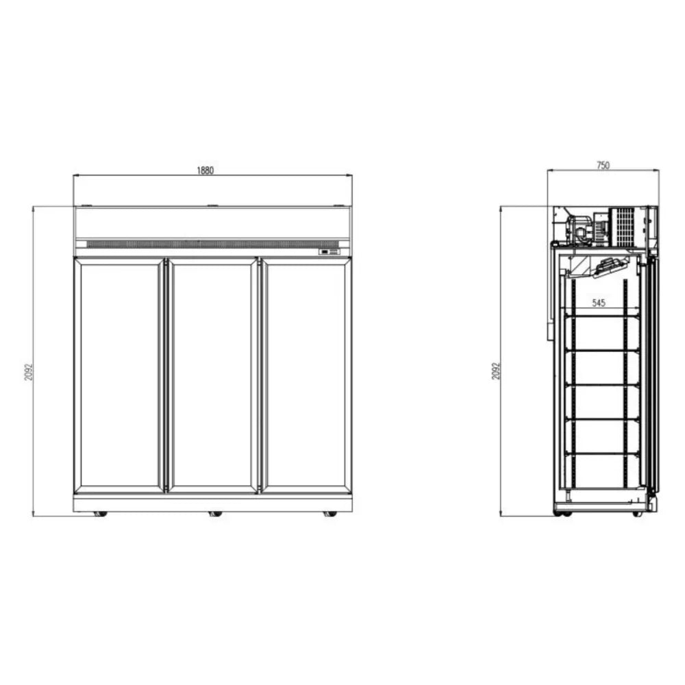 Black 3-Door Display Fridge INS-1530R Bl