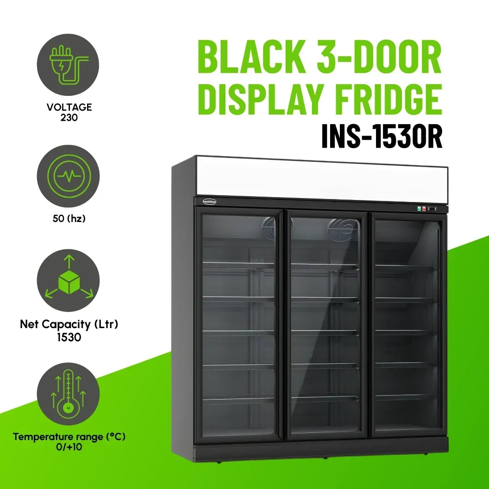 Black 3-Door Display Fridge INS-1530R Bl