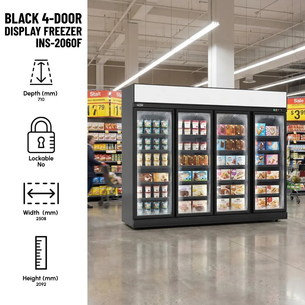 Black 4-Door Display Freezer INS-2060F Bl