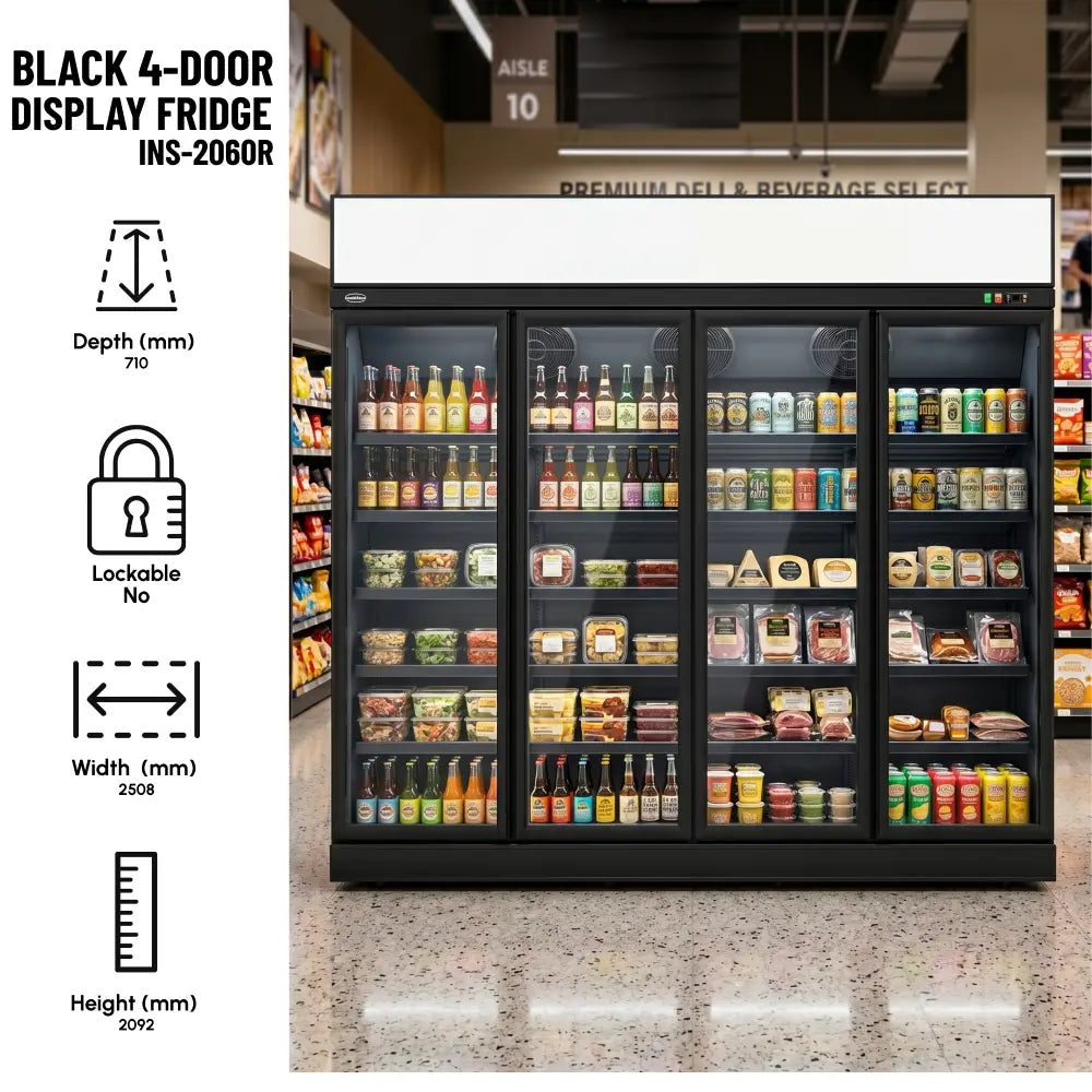 Black 4-Door Display Fridge INS-2060R Bl