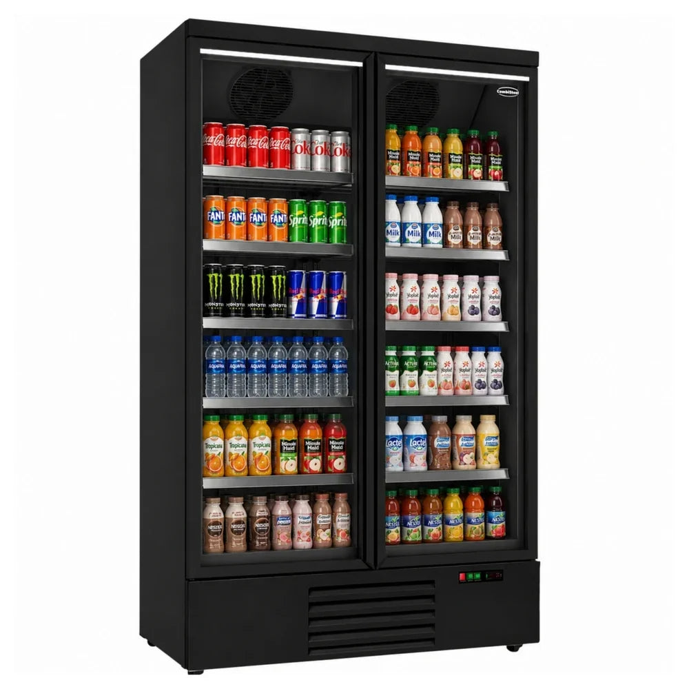 Black 2-Door Display Freezer JDE-1000F Bl