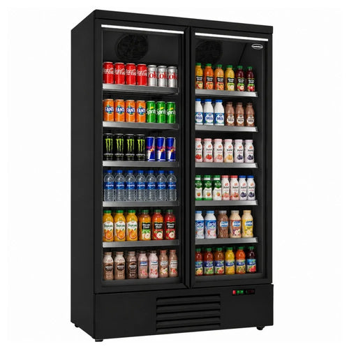 Black 2-Door Display Freezer JDE-1000F Bl