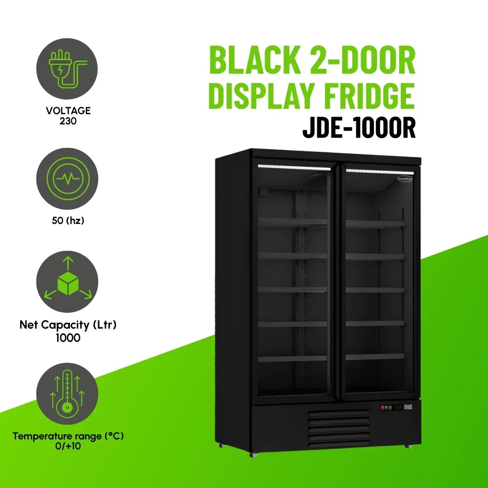 Black 2-Door Display Fridge JDE-1000R Bl