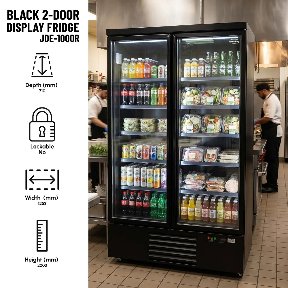 Black 2-Door Display Fridge JDE-1000R Bl