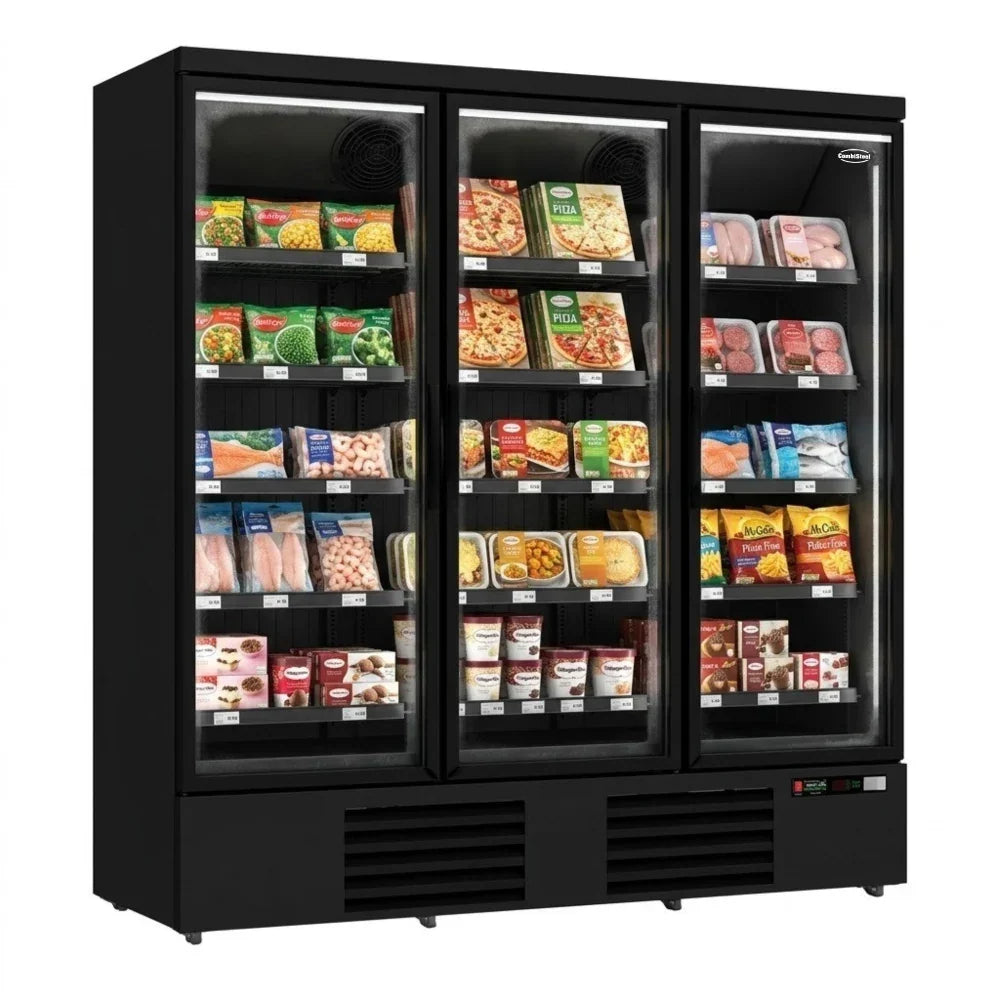 Black 3-Door Display Freezer JDE-1530F Bl