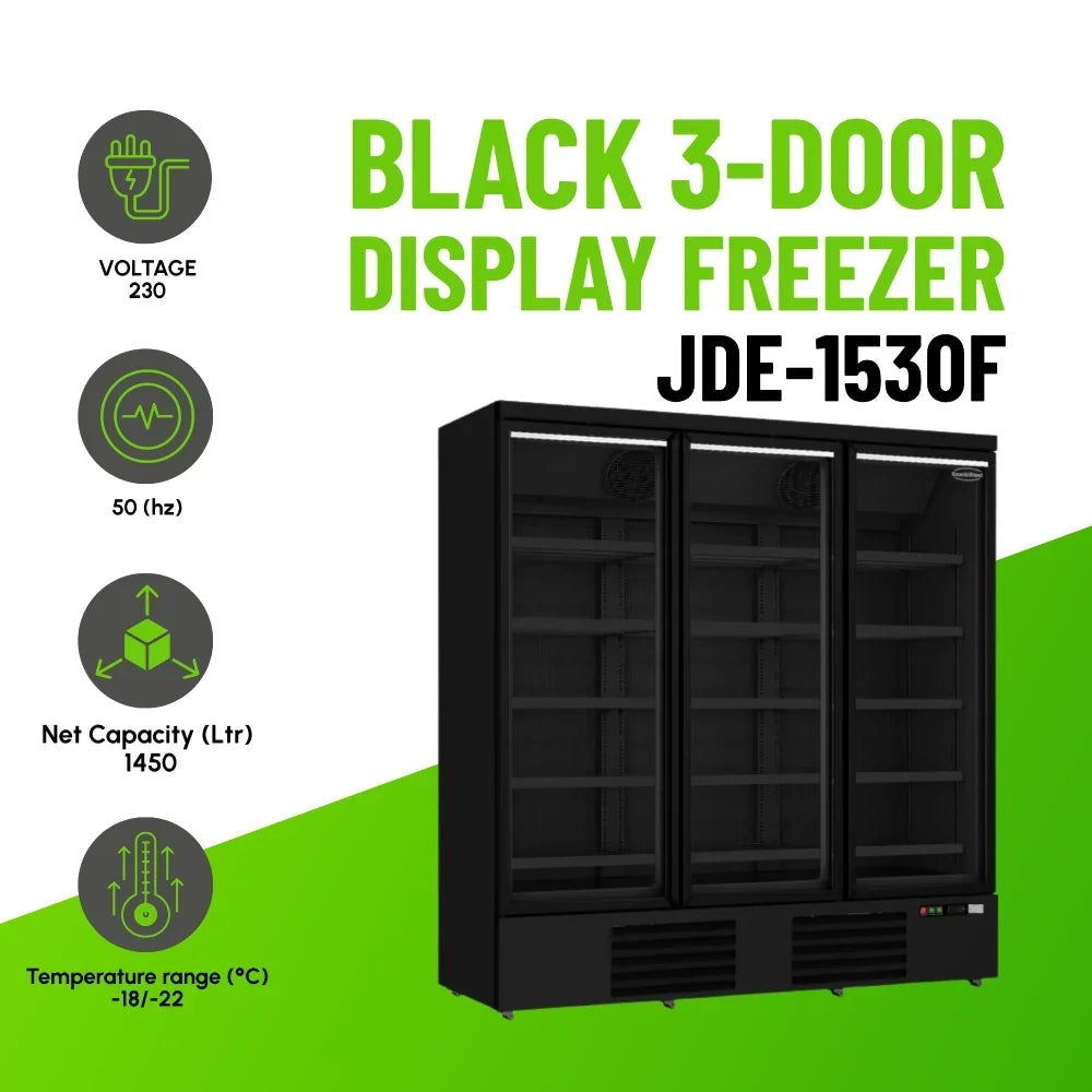 Black 3-Door Display Freezer JDE-1530F Bl