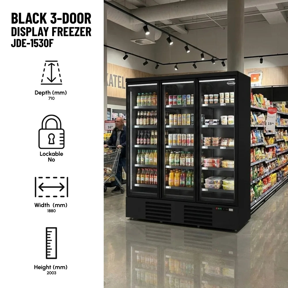 Black 3-Door Display Freezer JDE-1530F Bl