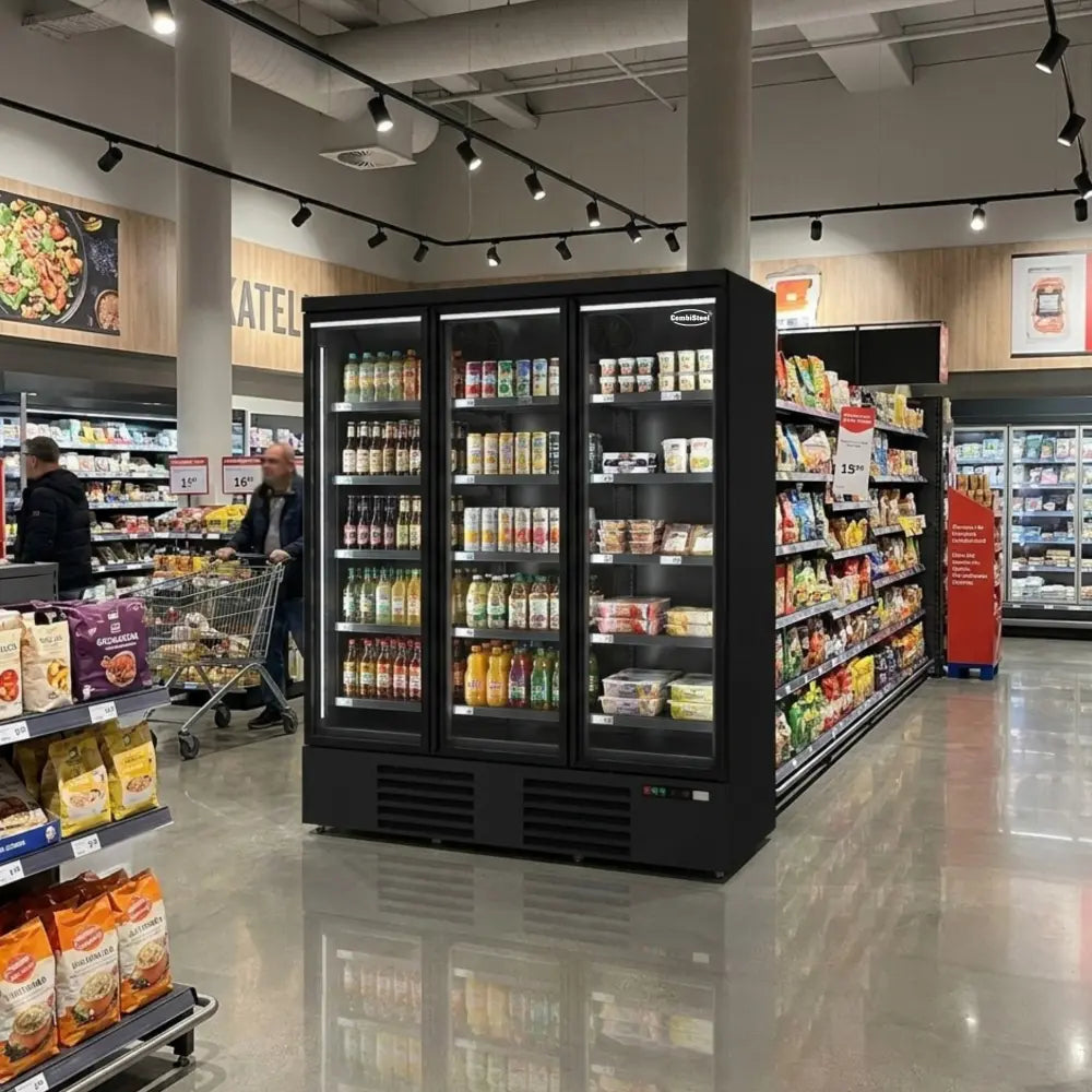 Black 3-Door Display Freezer JDE-1530F Bl