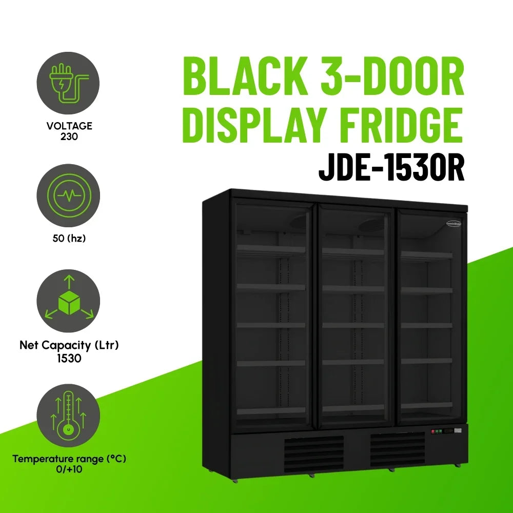 Black 3-Door Display Fridge JDE-1530R Bl