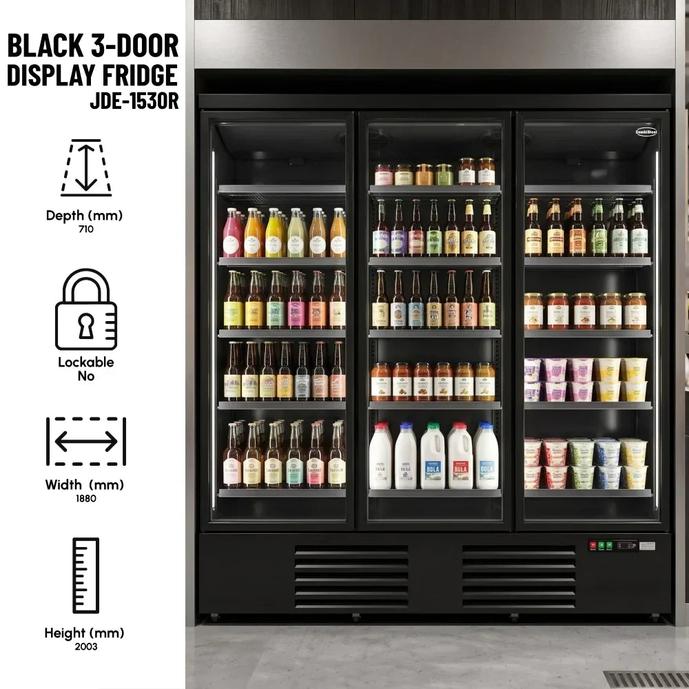 Black 3-Door Display Fridge JDE-1530R Bl