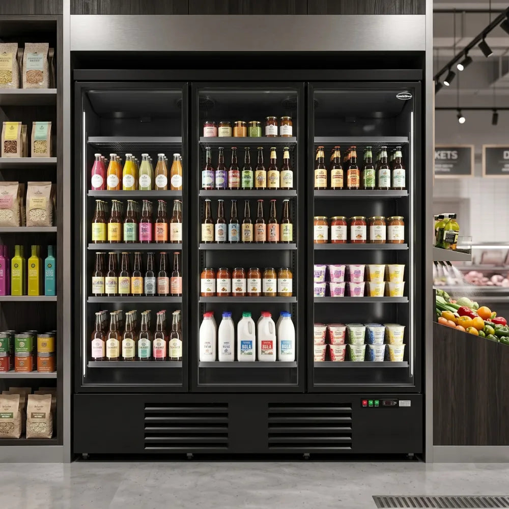 Black 3-Door Display Fridge JDE-1530R Bl