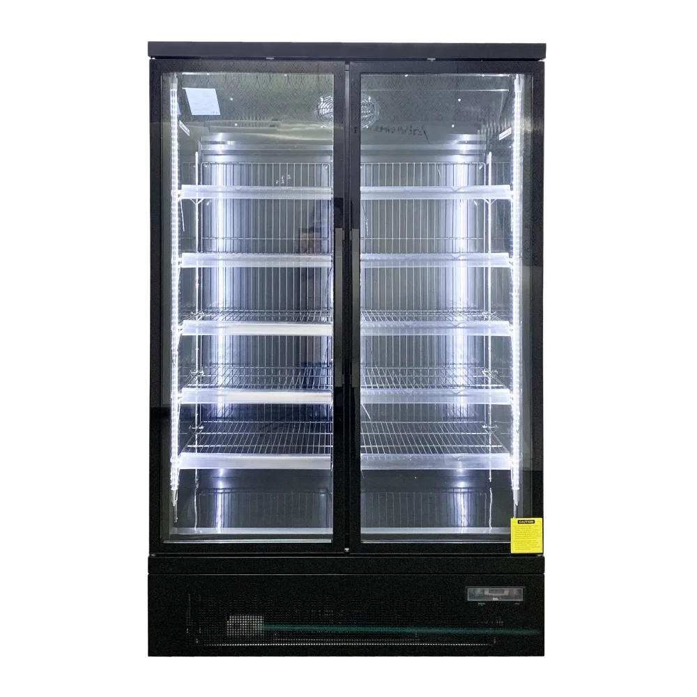 KMC1300G Black 2 Glass Door Upright Chiller