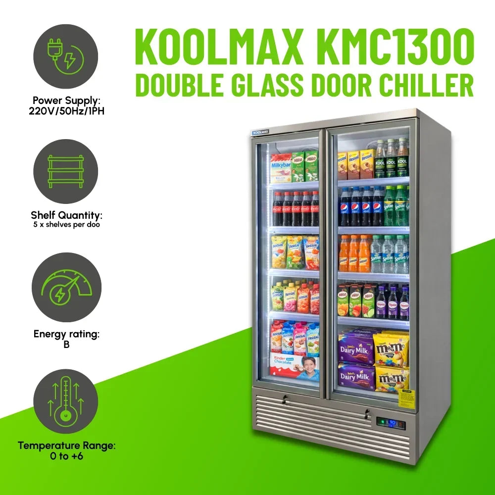 KMC1300G Grey 2 Glass Door Upright Chiller