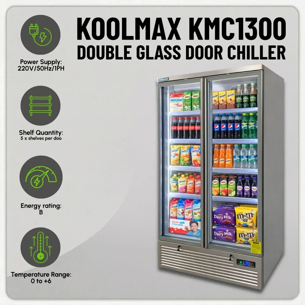 KMC1300G Grey 2 Glass Door Upright Chiller