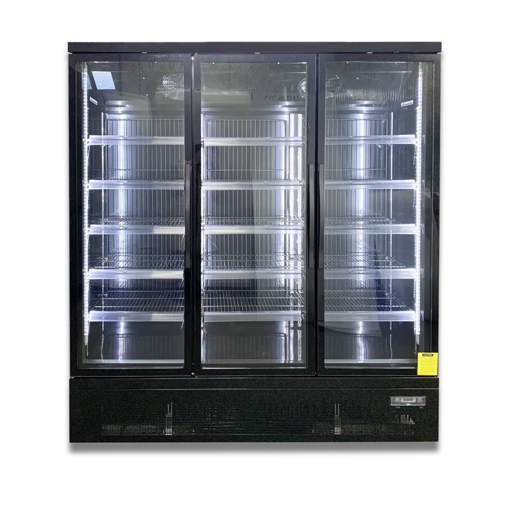 KMC2000G Black 3 Glass Door Upright Chiller